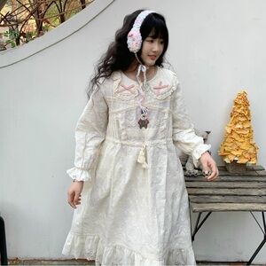 NWT Cottagecore Lace Midi Dress | Embroidered | Relaxed Fit